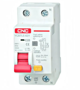 CNC YCB7LE-63Y 1P N Earth Leakage Circtuit Breaker Elcb RCCB RCD RCBO 63A AC Type Residual Current Device