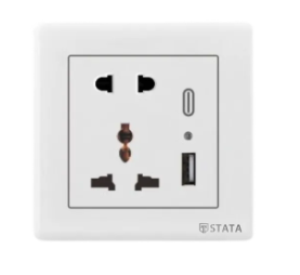 USB 5-Pin Wall Socket with Type-C port for Mobile Charging