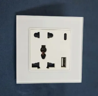 Wall Socket 5 Pin With Type-C and USB Charging Universal Power Socket Electrical Outlet