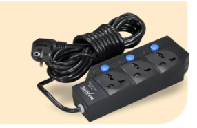 Maxline ML-312 Multiplug 3 Port Extention Socket Cable - Multi Plug Black
