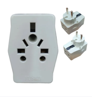 Fused Universal Adapter 2 Pin to 3 Way Travel Power Plug Converter Multi Extension Point