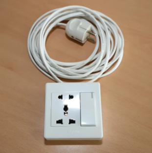 Multiplug (Heavy Duty + Long lusting) 3 Pin and 2 pin / 2 Port with Universal Socket and 15 FEET 100% Copper cable