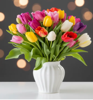 Touch Tulip Artificial Flower Bouquet for Wedding Christmas Halloween New Year Party Home Garden Decor Fake Flowers
