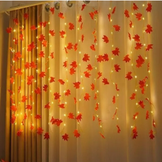15 Feet Artificial Vine Fairy Lights with Orange Flowers – Warm LED Decorative Garland for Bedroom, Wall, Wedding, Party, Balcony & Home Decoration