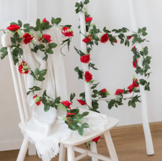 Silk Rose Artificial Vine Hanging Flowers for Wall Christmas Rattan Plants Leaves Garland Outdoor Wedding Home table Decoration