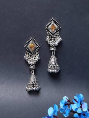 Jewelz White Circle Woven Hoop Earrings For Girl & Women